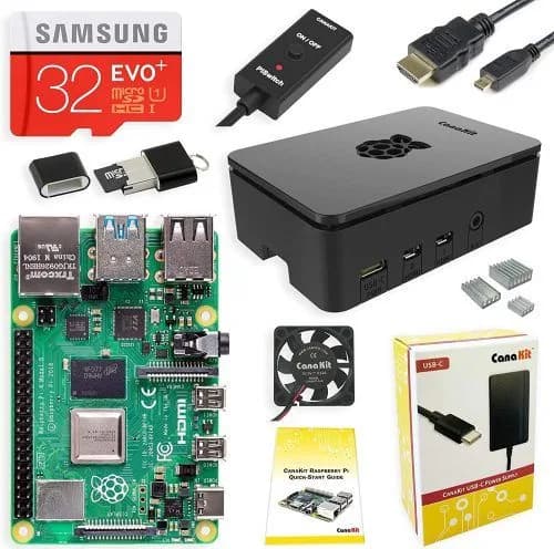 Kit de démarrage CanaKit Raspberry Pi 4 – de 1GB RAM ( pi4-1gb-str32EWF-c4-blk )