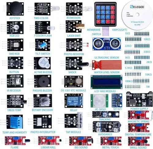 ELEGOO Kit de modules de capteur 37 en 1 mis à niveau avec tutoriel compatible avec Arduino IDE UNO R3 MEGA2560 Nano
