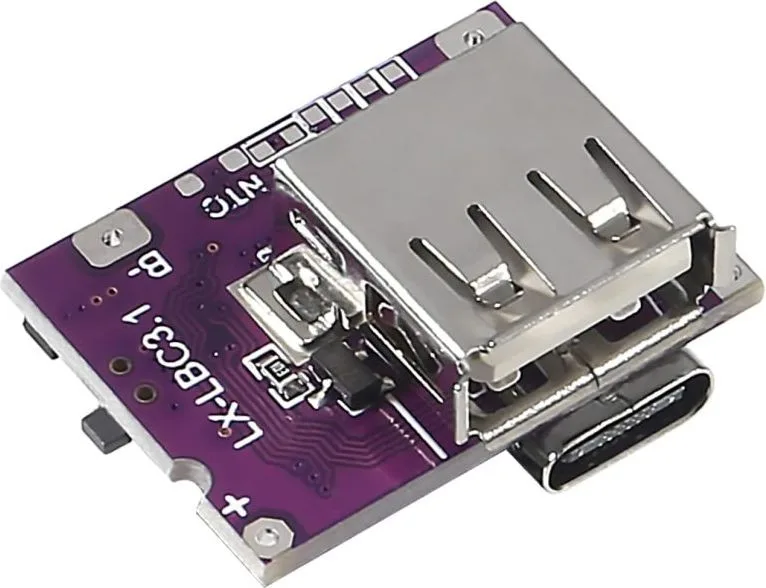 Convertisseur élévateur de tension Type-C 5V 3A, module d’alimentation élévateur IP5310, accessoires pour batterie externe mobile avec indicateur LED et interrupteur (Type-C et USB-A 3A)