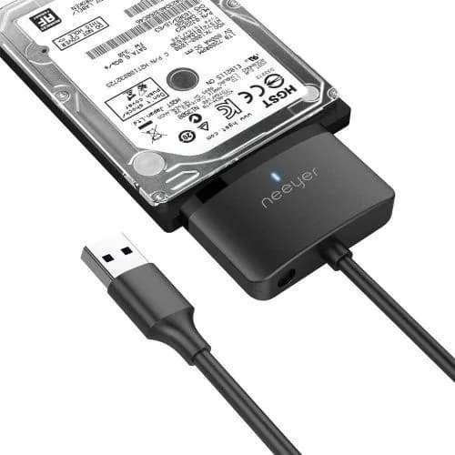 câble adaptateur de disque dur Neeyer SATA III pour disque dur / SSD 3,5 / 2,5 12 V / 2A, 20 pouces