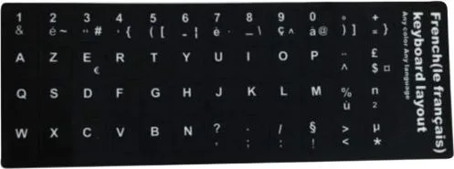 STICKER CLAVIER ORDINATEUR PORTABLE, Français AZERTY ou Arabe, Noir