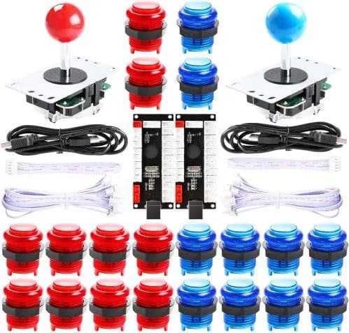 Kit de bricolage d’arcade LED Qenker à 2 joueurs pour jeu PC USB MAME DIY et contrôleur rétro Raspberry Pi DIY