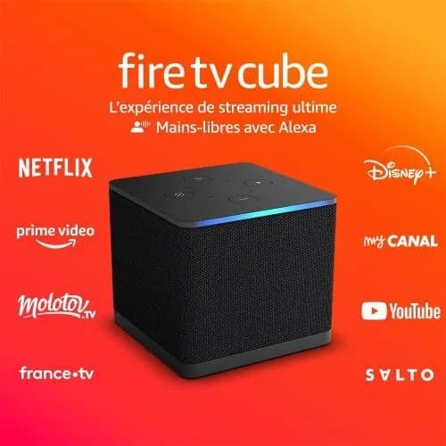 Fire TV Cube | Lecteur multimédia en streaming | Mains-libres avec Alexa | Wi-Fi 6E | 4K Ultra HD