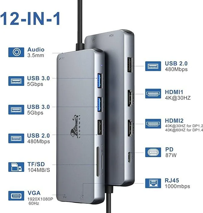 ADAPTER TYPE-C TO HDMI 12 IN 1 / RS-TCHD12IN1